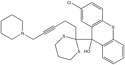 2-Chloro-9-[2-[5-(1-piperidinyl)-3-pentynyl]-1,3-dithian-2-yl]-9H-thioxanthen-9-ol Struktur