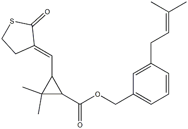 3-[[(3E)-2-Oxothiolan-3-ylidene]methyl]-2,2-dimethylcyclopropanecarboxylic acid 3-(3-methyl-2-butenyl)benzyl ester Struktur