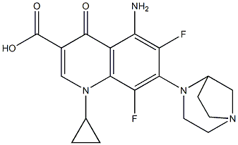 5-Amino-1-cyclopropyl-6,8-difluoro-1,4-dihydro-7-(1,4-diazabicyclo[3.2.1]octan-4-yl)-4-oxoquinoline-3-carboxylic acid Struktur