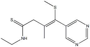 (2Z)-3-(Methylthio)-2-methyl-3-(pyrimidin-5-yl)-N-ethyl-2-propene-1-carbothioamide Struktur