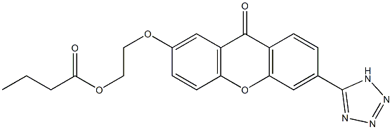 3-(1H-Tetrazol-5-yl)-7-[2-(butanoyloxy)ethoxy]-9H-xanthen-9-one Struktur