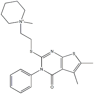 1-Methyl-1-[2-[[[5,6-dimethyl-3-phenyl-3,4-dihydro-4-oxothieno[2,3-d]pyrimidin]-2-yl]thio]ethyl]piperidin-1-ium Struktur