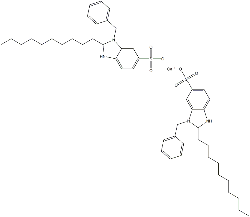 Bis(1-benzyl-2-decyl-2,3-dihydro-1H-benzimidazole-6-sulfonic acid)calcium salt Struktur