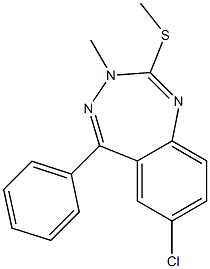 2-(Methylthio)-7-chloro-3-methyl-5-phenyl-3H-1,3,4-benzotriazepine Struktur