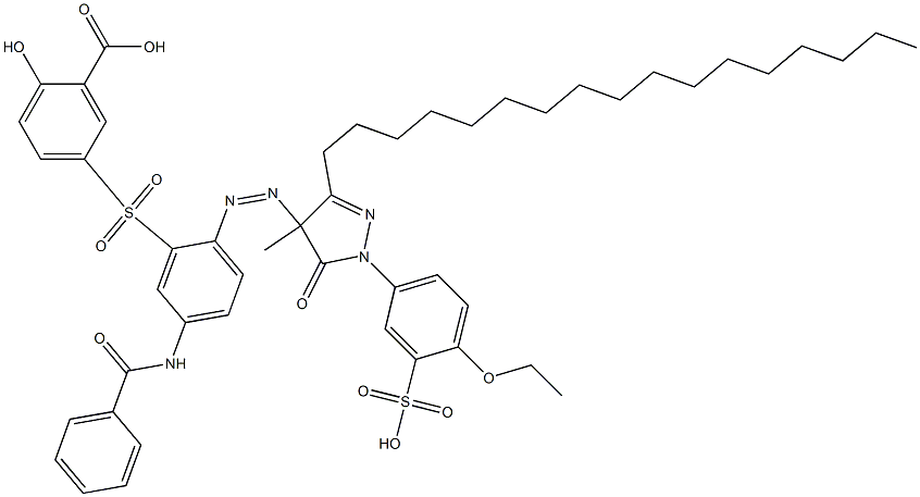 5-[[5-(Benzoylamino)-2-[[[1-(4-ethoxy-3-sulfophenyl)-3-heptadecyl-4,5-dihydro-4-methyl-5-oxo-1H-pyrazol]-4-yl]azo]phenyl]sulfonyl]-2-hydroxybenzoic acid Struktur