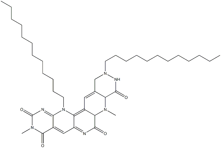 7a,8,10,11,12,14-Hexahydro-3,8-dimethyl-11,14-didodecyl-1,3,6,8,10,11,14-heptaazapentaphene-2,4,7,9(3H,8aH)-tetrone Struktur