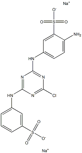 2-Amino-5-[[4-chloro-6-(m-sulfoanilino)-1,3,5-triazin-2-yl]amino]benzenesulfonic acid disodium salt Struktur