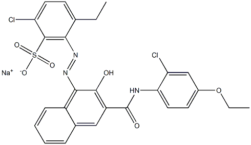 2-Chloro-5-ethyl-6-[[3-[[(2-chloro-4-ethoxyphenyl)amino]carbonyl]-2-hydroxy-1-naphtyl]azo]benzenesulfonic acid sodium salt Struktur