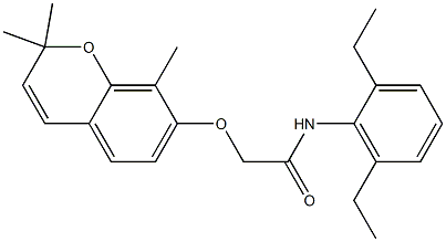 2-[[2,2-Dimethyl-8-methyl-2H-1-benzopyran-7-yl]oxy]-2',6'-diethylacetanilide Struktur