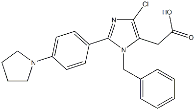 1-Benzyl-4-chloro-2-(4-(1-pyrrolidinyl)phenyl)-1H-imidazole-5-acetic acid Struktur