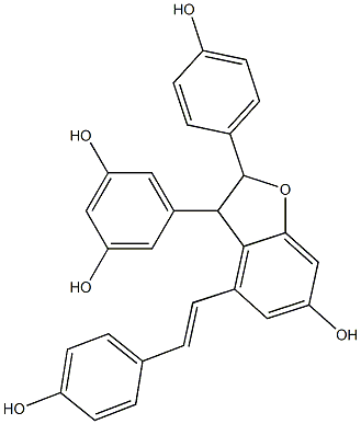 5-[2,3-Dihydro-6-hydroxy-2-(4-hydroxyphenyl)-4-[2-(4-hydroxyphenyl)vinyl]benzofuran-3-yl]-1,3-benzenediol Struktur