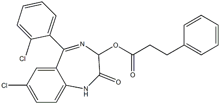 1,3-Dihydro-5-(2-chlorophenyl)-7-chloro-2-oxo-2H-1,4-benzodiazepin-3-ol 3-phenylpropionate Struktur