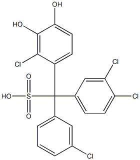 (3-Chlorophenyl)(3,4-dichlorophenyl)(2-chloro-3,4-dihydroxyphenyl)methanesulfonic acid Struktur