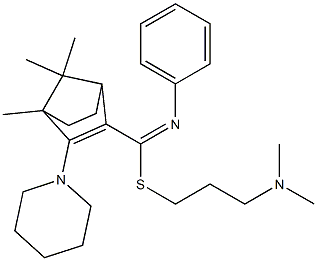 4,7,7-Trimethyl-3-piperidino-N-phenylbicyclo[2.2.1]hept-2-ene-2-carbimidothioic acid [3-(dimethylamino)propyl] ester Struktur