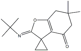 6,6-Dimethyl-2-(tert-butylimino)-6,7-dihydrospiro[benzofuran-3(2H),1'-cyclopropan]-4(5H)-one Struktur