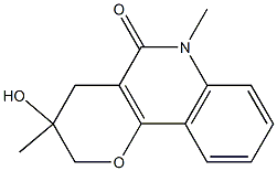 3-Hydroxy-3,6-dimethyl-3,4-dihydro-2H-pyrano[3,2-c]quinolin-5(6H)-one Struktur