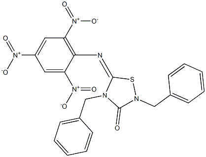 2-Benzyl-4-benzyl-5-(2,4,6-trinitrophenylimino)-4,5-dihydro-1,2,4-thiadiazol-3(2H)-one Struktur