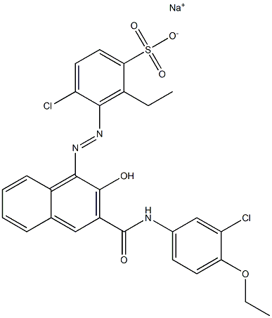 4-Chloro-2-ethyl-3-[[3-[[(3-chloro-4-ethoxyphenyl)amino]carbonyl]-2-hydroxy-1-naphtyl]azo]benzenesulfonic acid sodium salt Struktur