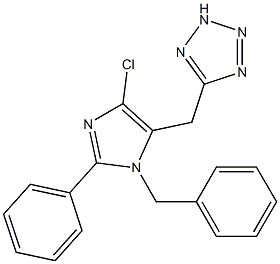 1-Benzyl-4-chloro-2-phenyl-5-(2H-tetrazol-5-ylmethyl)-1H-imidazole Struktur