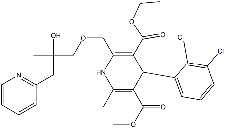 2-[[2-Hydroxy-2-methyl-3-(2-pyridinyl)propyloxy]methyl]-4-(2,3-dichlorophenyl)-1,4-dihydro-6-methylpyridine-3,5-dicarboxylic acid 3-ethyl 5-methyl ester Struktur