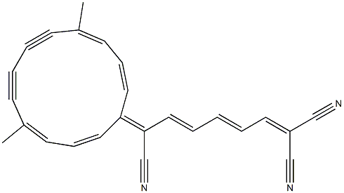 4,9-Dimethyl-13-[(2E,4E)-1,7,7-tricyano-2,4,6-heptatrienylidene]cyclotrideca-1,3,9,11-tetrene-5,7-diyne Struktur