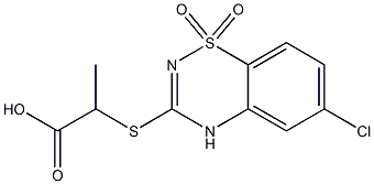 6-Chloro-3-[(1-carboxyethyl)thio]-4H-1,2,4-benzothiadiazine 1,1-dioxide Struktur