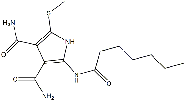 2-[Heptanoylamino]-5-[methylthio]-1H-pyrrole-3,4-dicarboxamide Struktur