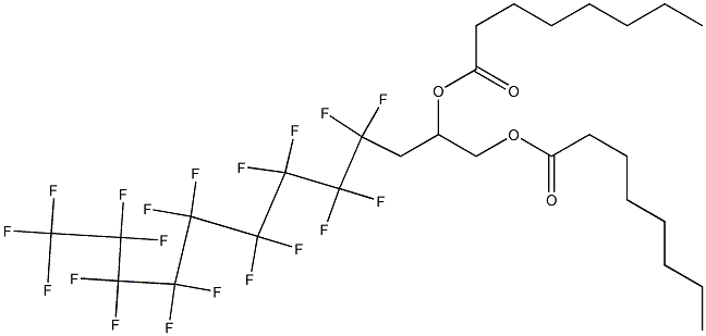 Dioctanoic acid 4,4,5,5,6,6,7,7,8,8,9,9,10,10,11,11,12,12,12-nonadecafluoro-1,2-dodecanediyl ester Struktur