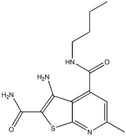 3-Amino-6-methyl-4-(butylaminocarbonyl)thieno[2,3-b]pyridine-2-carboxamide Struktur