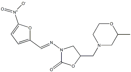 5-(2-Methylmorpholinomethyl)-3-[(5-nitrofurfurylidene)amino]-2-oxazolidinone Struktur