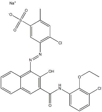 4-Chloro-2-methyl-5-[[3-[[(3-chloro-2-ethoxyphenyl)amino]carbonyl]-2-hydroxy-1-naphtyl]azo]benzenesulfonic acid sodium salt Struktur