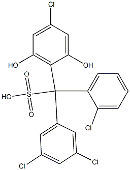 (2-Chlorophenyl)(3,5-dichlorophenyl)(4-chloro-2,6-dihydroxyphenyl)methanesulfonic acid Struktur