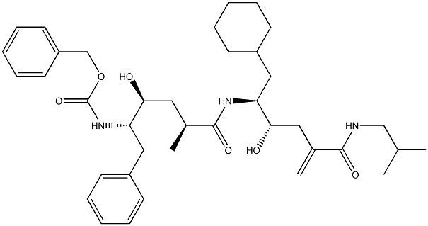 (4S,5S)-6-Cyclohexyl-5-[[(2S,4S,5S)-6-phenyl-5-(benzyloxycarbonylamino)-4-hydroxy-2-methylhexanoyl]amino]-4-hydroxy-2-methylene-N-(2-methylpropyl)hexanamide Struktur