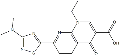 1-Ethyl-1,4-dihydro-7-[3-(dimethylamino)-1,2,4-thiadiazol-5-yl]-4-oxo-1,8-naphthyridine-3-carboxylic acid Struktur