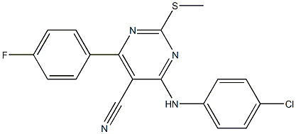 2-(Methylthio)-4-(4-chlorophenylamino)-6-(4-fluorophenyl)pyrimidine-5-carbonitrile Struktur