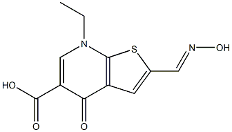 2-[Hydroxyiminomethyl]-4,7-dihydro-7-ethyl-4-oxothieno[2,3-b]pyridine-5-carboxylic acid Struktur