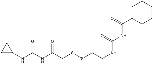 1-(Cyclohexylcarbonyl)-3-[2-[[(3-cyclopropylureido)carbonylmethyl]dithio]ethyl]urea Struktur