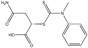 (-)-N-Methyl-N-phenyldithiocarbamic acid (S)-1-carboxy-2-(aminocarbonyl)ethyl ester Struktur