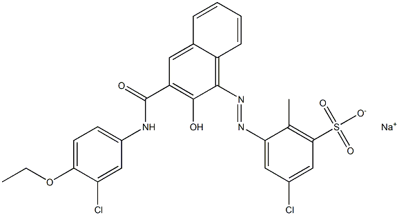 3-Chloro-6-methyl-5-[[3-[[(3-chloro-4-ethoxyphenyl)amino]carbonyl]-2-hydroxy-1-naphtyl]azo]benzenesulfonic acid sodium salt Struktur