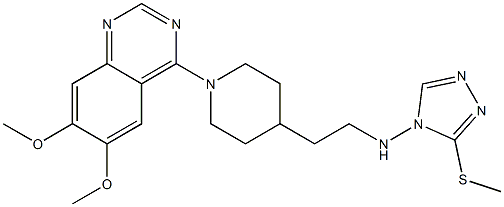 4-[2-[1-(6,7-Dimethoxyquinazolin-4-yl)piperidin-4-yl]ethyl]amino-3-methylthio-4H-1,2,4-triazole Struktur