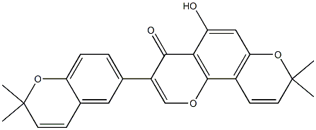 9-Hydroxy-2,2-dimethyl-2,8-dihydro-7-(2,2-dimethyl-2H-1-benzopyran-6-yl)-1,5-dioxaphenanthren-8-one Struktur