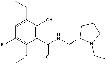 N-[[(2S)-1-Ethylpyrrolidine-2-yl]methyl]-2-methoxy-3-bromo-5-ethyl-6-hydroxybenzamide Struktur