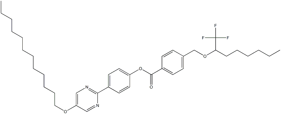 4-[[1-(Trifluoromethyl)heptyl]oxymethyl]benzoic acid 4-[5-(dodecyloxy)pyrimidin-2-yl]phenyl ester Struktur