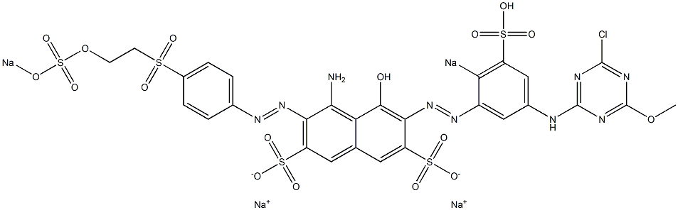 4-Amino-6-[5-(4-chloro-6-methoxy-1,3,5-triazin-2-ylamino)-2-sodiosulfophenylazo]-5-hydroxy-3-[4-[2-(sodiosulfooxy)ethylsulfonyl]phenylazo]-2,7-naphthalenedisulfonic acid disodium salt Struktur