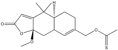 Thioacetic acid S-[[(9aS)-2,4,4a,5,6,8a,9,9a-octahydro-4,4-dimethyl-9a-methoxy-2-oxonaphtho[2,3-b]furan]-7-yl]methyl ester Struktur