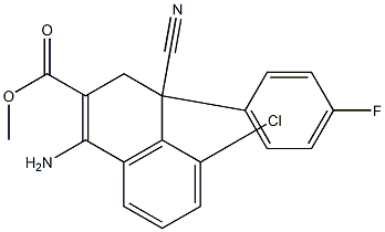 1-Amino-4-cyano-3,4-dihydro-5-chloro-4-(4-fluorophenyl)naphthalene-2-carboxylic acid methyl ester Struktur