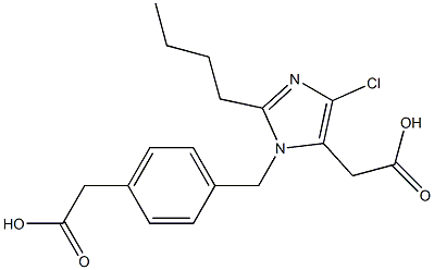 2-Butyl-4-chloro-1-[4-carboxymethylbenzyl]-1H-imidazole-5-acetic acid Struktur