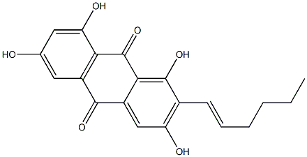 2-[(E)-1-Hexenyl]-1,3,6,8-tetrahydroxyanthraquinone Struktur