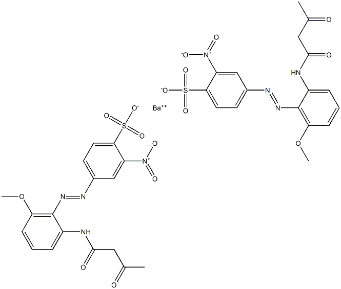 Bis[4-[2-(1,3-dioxobutylamino)-6-methoxyphenylazo]-2-nitrobenzenesulfonic acid]barium salt Struktur