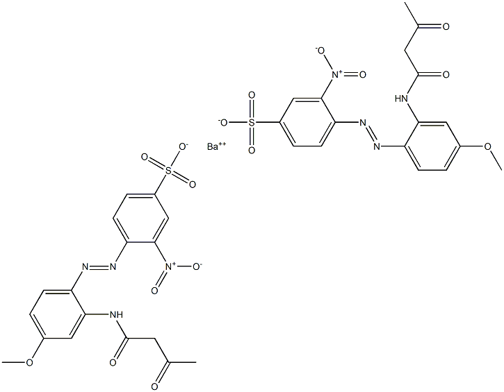 Bis[4-[2-(1,3-dioxobutylamino)-4-methoxyphenylazo]-3-nitrobenzenesulfonic acid]barium salt Struktur